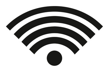 Simple Black Wifi Symbol with Four Arcs and a Central Circle Icon