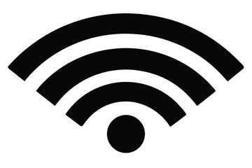 Black WiFi Icon with Arched Lines and Central Circle Represents Wireless Connectivity