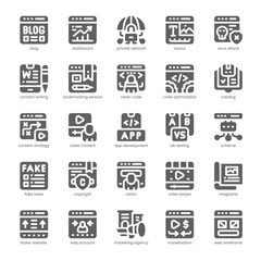 Blog Management Icon pack for your website, mobile, presentation, and logo design. Blog Management Icon solid design. Vector graphics illustration and editable stroke.