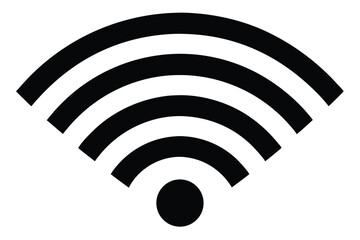 Black WiFi Signal Icon Wireless Network Symbol with Four Arcs and Point