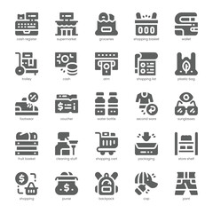 Retail Shopping Icon pack for your website, mobile, presentation, and logo design. Retail Shopping Icon solid design. Vector graphics illustration and editable stroke.