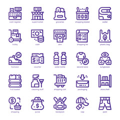 Retail Shopping Icon pack for your website, mobile, presentation, and logo design. Retail Shopping Icon line basic color design. Vector graphics illustration and editable stroke.