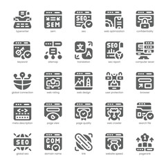 SEO Optimization Icon pack for your website, mobile, presentation, and logo design. SEO Optimization Icon solid design. Vector graphics illustration and editable stroke.