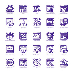 SEO Optimization Icon pack for your website, mobile, presentation, and logo design. SEO Optimization Icon line basic color design. Vector graphics illustration and editable stroke.
