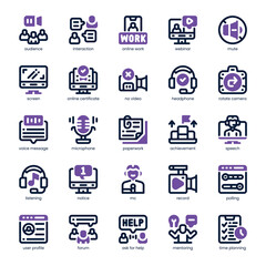 Webinar Icon pack for your website, mobile, presentation, and logo design. Webinar Icon dual tone design. Vector graphics illustration and editable stroke.