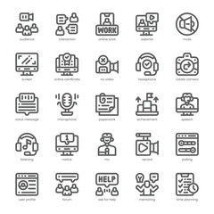 Webinar Icon pack for your website, mobile, presentation, and logo design. Webinar Icon outline design. Vector graphics illustration and editable stroke.