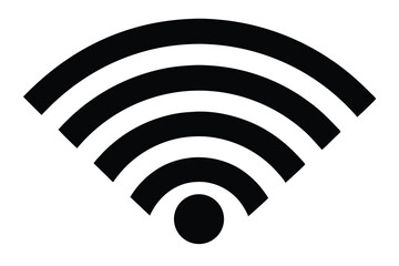 Simple Black and White Wifi Icon Representing Connectivity and Signal Strength