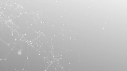 White digital network of dots and lines on light background. Abstract weave background with cold light, minimalist style, 4k video, motion design - Powered by Adobe