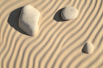 Obraz premium Wind-Sculpted Sand Patterns and Smooth Rocks A Desert Texture