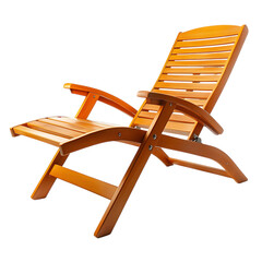 Contemporary Reclining Wooden Beach Chair with a Sl Isolated on Transparent Background