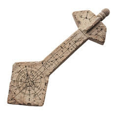 A Stone Arrow with Babylonian Star Charts Ancient Isolated on Transparent Background
