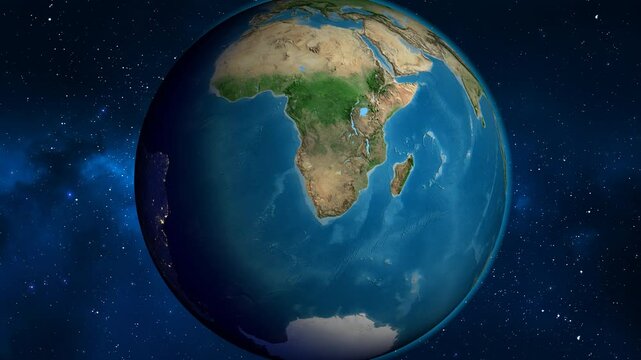 Namibia on the globe. Outline. Satellite map. No labels