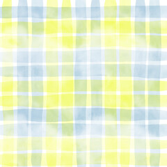 Blue Yellow Plaid Gingham Check Hand Drawn Background Pattern Overlay