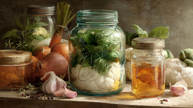 raw ingredients in mason jar - Powered by Adobe