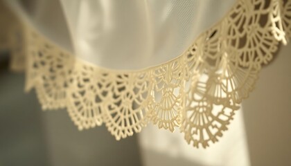 Fototapeta premium close up of a white curtain with lace