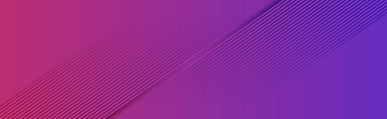 Tech minimal diagonal lines vector banner design in purple and violet colors