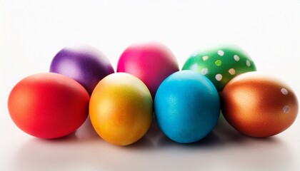 colorful easter eggs on white