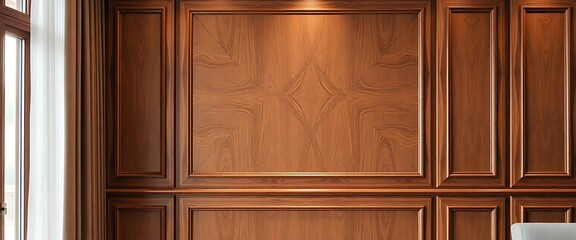 room with wooden paneling and a chair