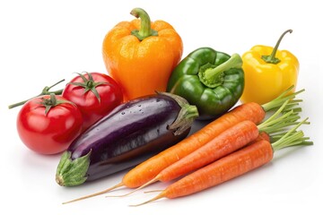 Colorful Display of Fresh Vegetables on a White Background Generative AI