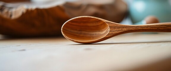 wooden spoon sitting on top of a table