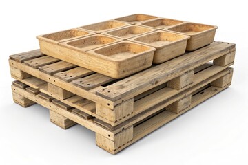 Wooden Pallet With Trays Arranged for Storage or Display Generative AI