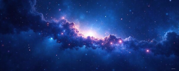 Fototapeta premium Deep blue nebula, cosmic swirls, fading edges , fantasy, mystical
