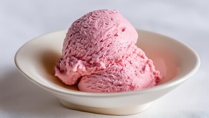 Creamy pink strawberry ice cream in a bowl.