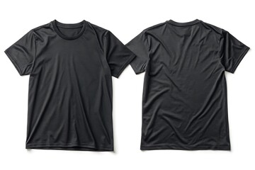 Black T Shirt Mockup Front and Back View on White Background for Apparel Design