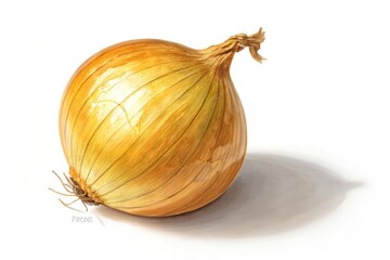 Single Yellow Onion on White Background in Gigapixel Detail Generative AI