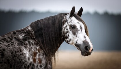 portrait of appaloosa breed horse looking back