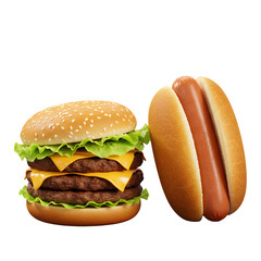 Burger, fries, and coke in a meal set