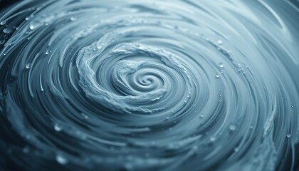 close up of a blue swirl with water droplets