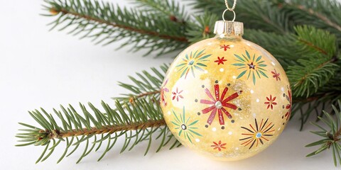 New Year's glass ball, watercolor clipart illustration with isolated background.