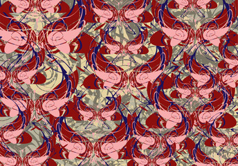 Butterfly and floral textural backdrop for textiles or fabrics. Bright festive butterfly motifs for fashion, business concepts, covers, greeting cards,  tiles, prints, dynamic posters, interiors, etc.