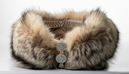 Obraz premium a close up of a luxuriously soft fur collar against a stark white background