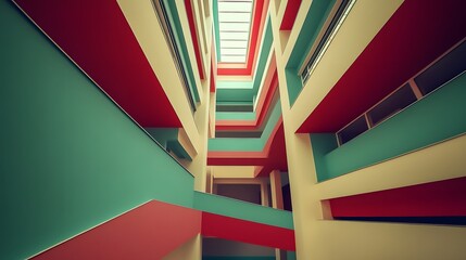 Abstract Architecture Interior Design Colorful Building Geometric Lines