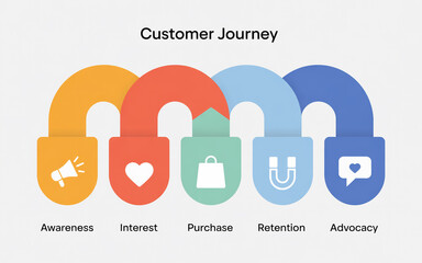 Customer journey map stages awareness interest purchase retention advocacy