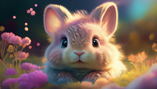 cute fluffy rabbit with soft fur