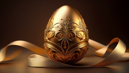 golden egg with a decorative ribbon