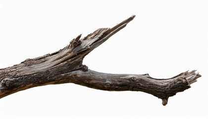 dried old spooky dead tree branch isolated on transparent white background cut out