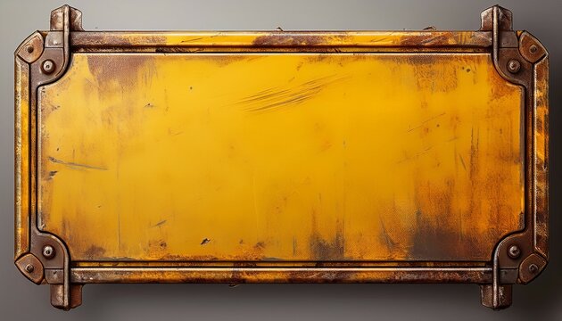 old blank yellow rustic metal road sign guide board weathered signboard cutout