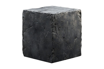 Dark stone cube isolated on a transparent background.