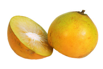 Vibrant Yellow Tropical Fruit Close-up of a Juicy, Halved Exotic Fruit with a Unique Texture