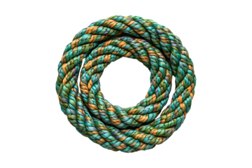 Coiled rope isolated on a transparent background.