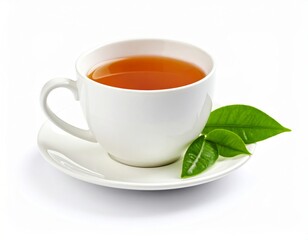 Cup of tea over white background