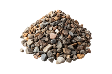 A mound of gravel isolated on a transparent background.