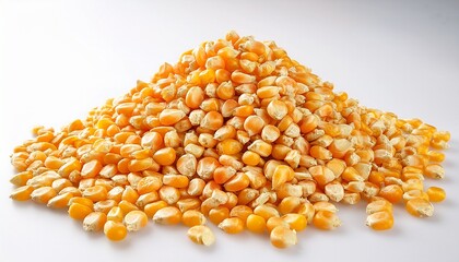 dried corn kernels placed on white background