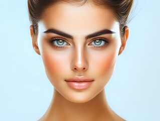 Fototapeta premium Beautiful Woman Portrait Perfect Skin Makeup Cosmetics
