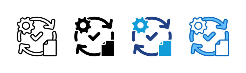 Workflow Plan - Multi Style - checklist paper, arrows, and gear, representing planning, task flow, and iterative work cycles