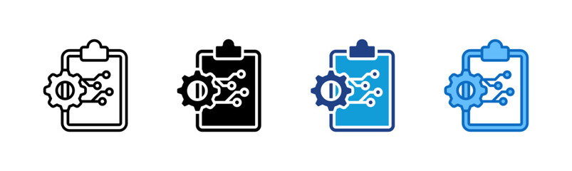 Automation - Multi Style - clipboard with gear and circuit, symbolizing planning in tech, automation, and digital strategy